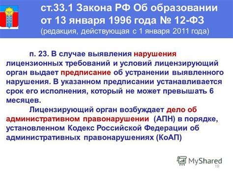 Ограничения и санкции в случае нарушения лицензионных условий