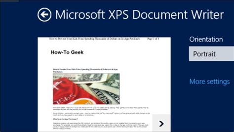 Описание и особенности Microsoft XPS Document Writer v4