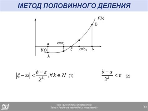 Описание метода половинного деления