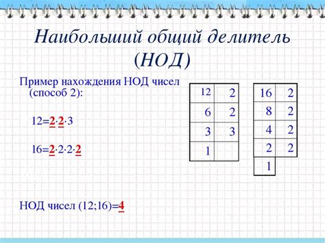 Определение наибольшего общего делителя (НОД)