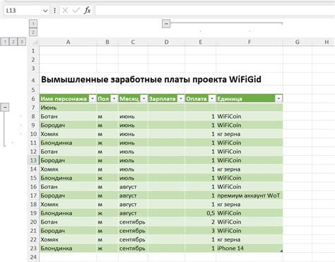 Определение понятий "столбцы" и "строки"