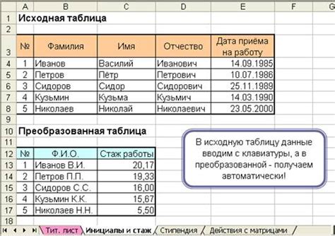 Определение стажа работы