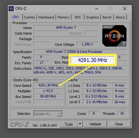 Определение core speed в CPU-Z