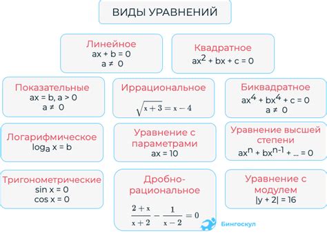 Основные виды уравнений