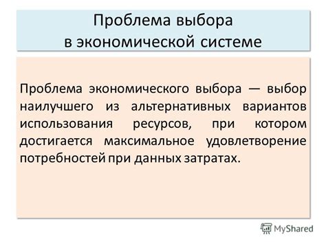 Основные понятия экономического выбора