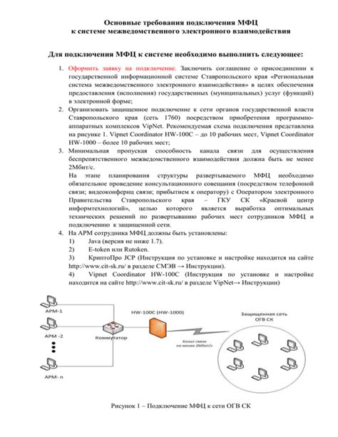 Основные требования для подключения