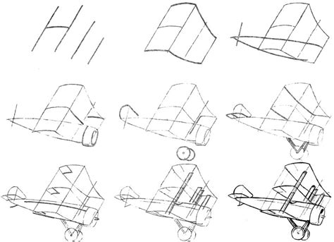 Основные этапы рисования самолета