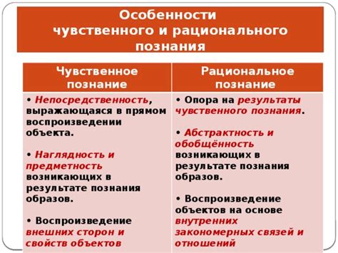 Особенности чувственного познания