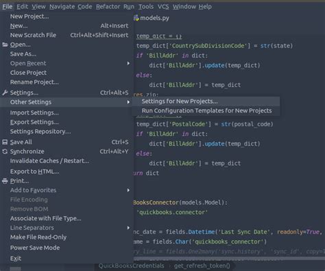 Открытие проекта в PyCharm