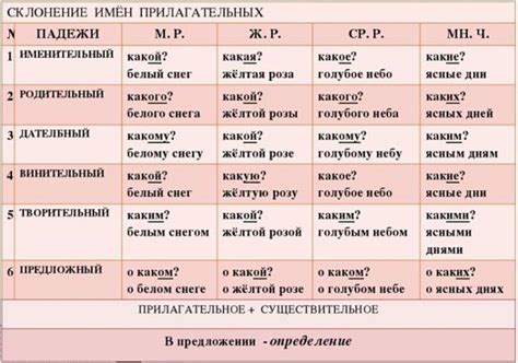 Падеж прилагательного в русском языке