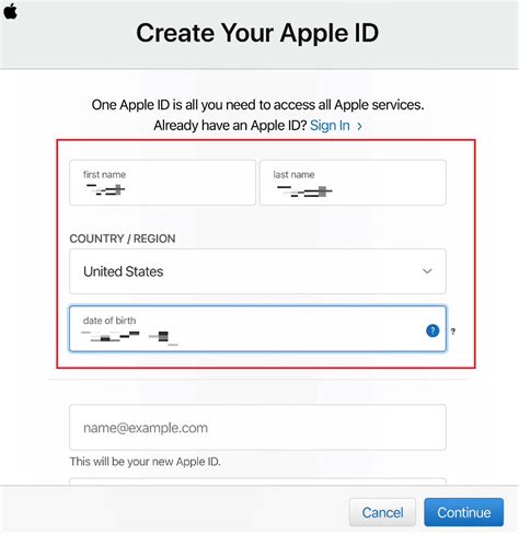 Первоначальные шаги для создания Apple ID