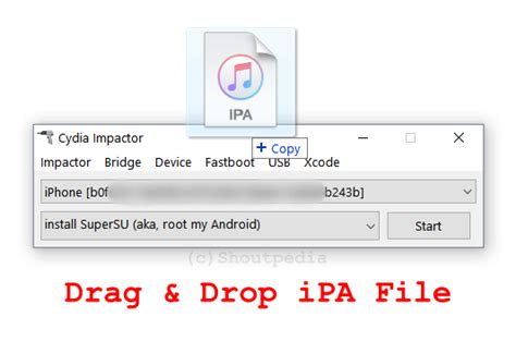 Перетаскивание ipa файла на Cydia Impactor