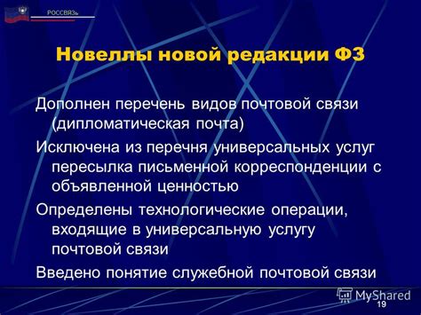 Перечень универсальных услуг почтовой связи