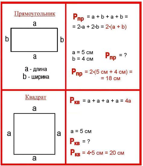 Площадь квадрата и периметр квадрата