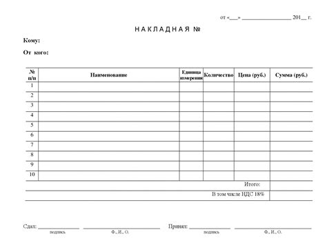 Подготовка к оформлению товарной накладной