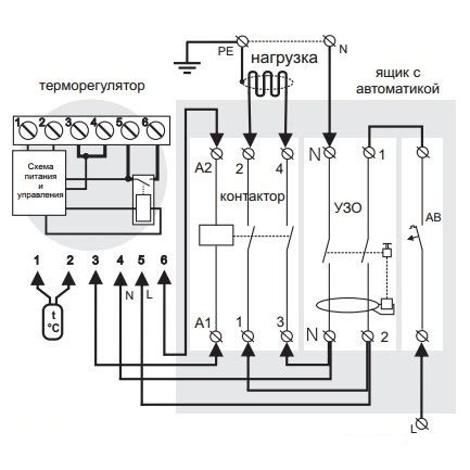 Подключение терморегулятора к тэну через магнитный пускатель