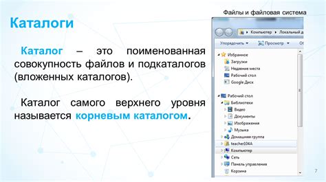 Понятие и назначение поименованной совокупности файлов и подкаталогов