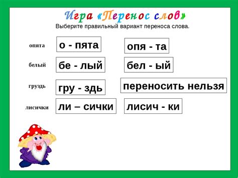 Понятие переноса и деления на слоги