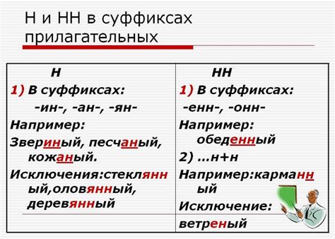 Правила использования нн и н в русском языке