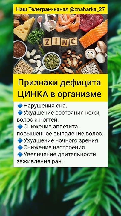 Признаки цинка