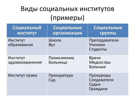 Примеры социальных систем