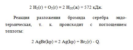 Примеры экзотермических реакций