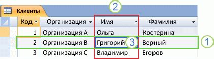 Принципы организации и хранения данных в таблице