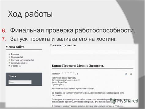 Проверка работоспособности и запуск проекта