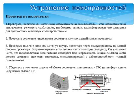 Проверьте наличие питания: