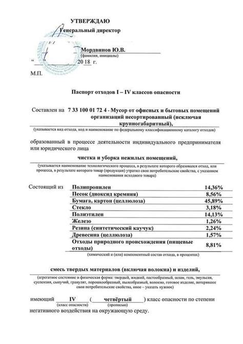 Процедура заполнения паспорта на отходы