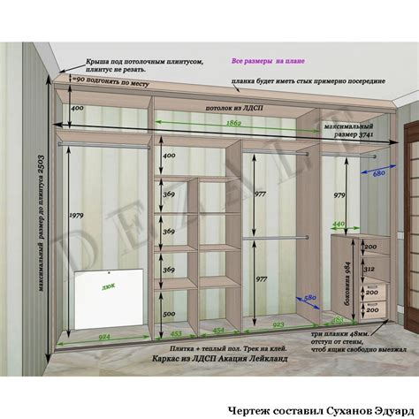 Процесс измерения и планирования пространства для шкафа