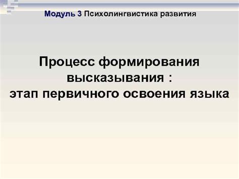 Процесс формирования языка