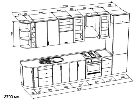 Размеры и подготовка кухонного гарнитура