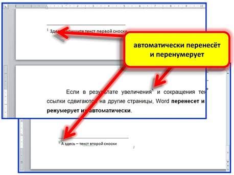 Расположение сноски на странице