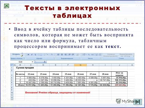 Редактирование содержимого ячеек