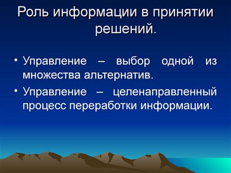 Роль информации в принятии экономических решений