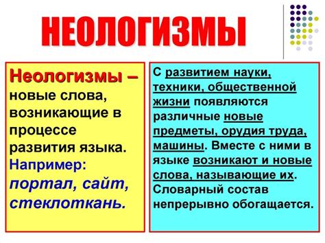 Роль неологизмов в обновлении языка и обозначении новых понятий