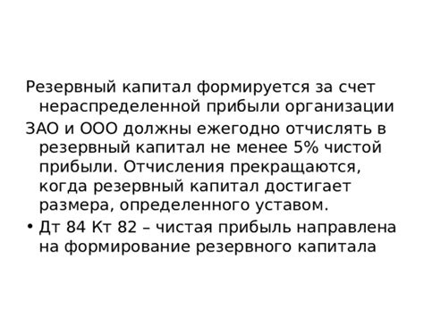 Роль резервного капитала в формировании нераспределенной прибыли