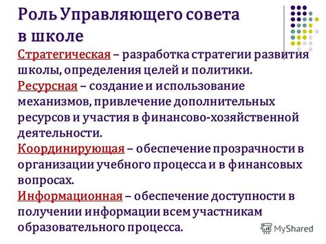 Роль управляющего совета в школе