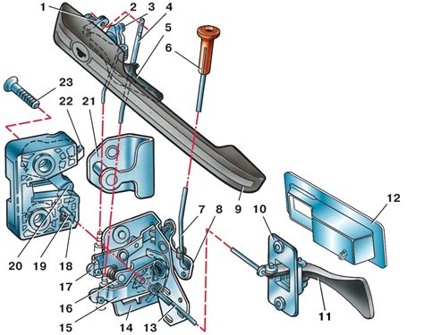 Сборка замка двери ВАЗ 2114