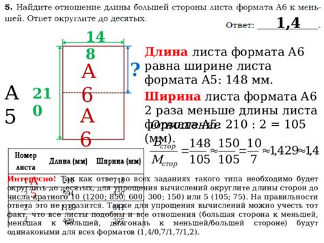 Секреты расчета отношения сторон листа А6