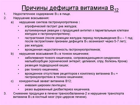 Симптомы дефицита витамина В12