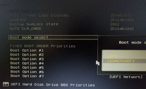 Совместимость Boot mode select legacy uefi с операционными системами