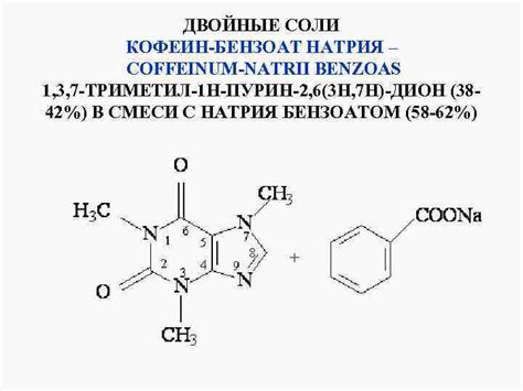 Состав и свойства кофеина бензоата натрия