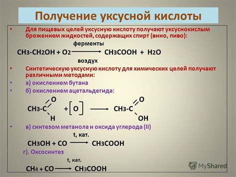 Способы доставки уксусной кислоты