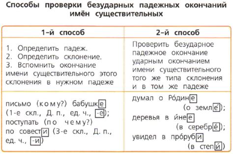 Способы проверки склонения имен существительных