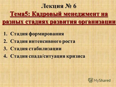 Стадия формирования комитета организации