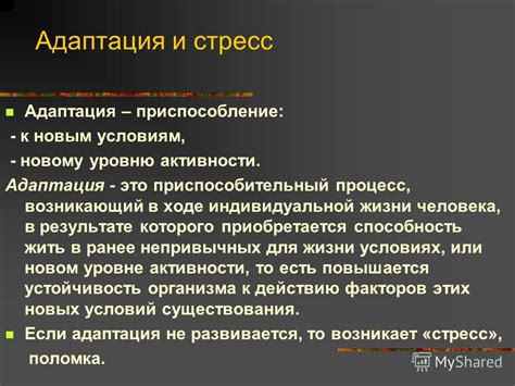 Стресс и адаптация к новому состоянию