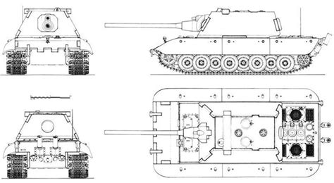 Схема и очертания танка Е-100 Яга