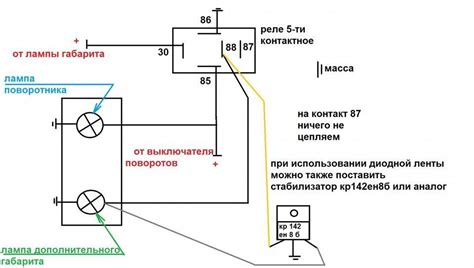 Схема подключения габаритов и поворотников